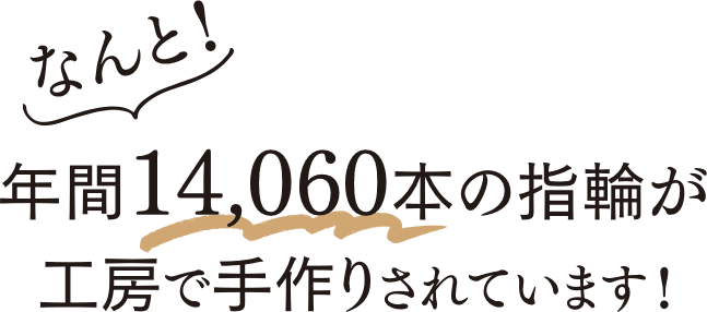 年間14,060本の指輪が工房で手作りされています！